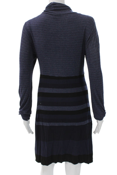 Bailey 44 Women Sweater Dress Blue Striped Cowl Neck Long Sleeve Knit Size S