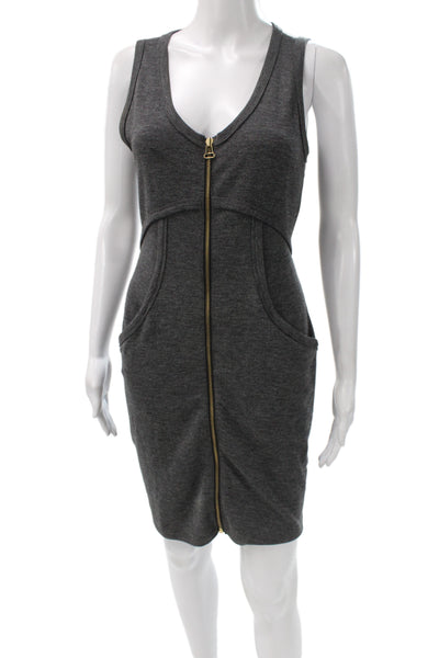 T Alexander Wang Womens Gray Bodycon Dress V-Neck Sleeveless Zip Size S