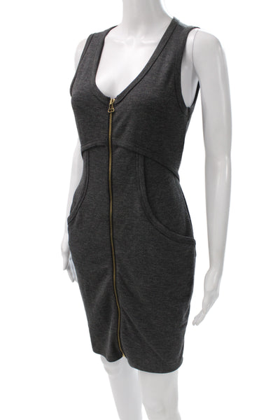 T Alexander Wang Womens Gray Bodycon Dress V-Neck Sleeveless Zip Size S