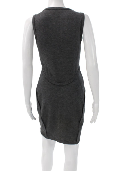 T Alexander Wang Womens Gray Bodycon Dress V-Neck Sleeveless Zip Size S