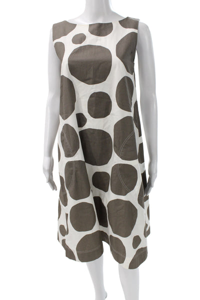 Marimekko For Uniqlo Women Shift Dress White Polka Dot Cotton Boat Neck Size XS