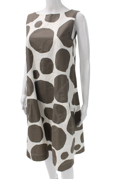 Marimekko For Uniqlo Women Shift Dress White Polka Dot Cotton Boat Neck Size XS