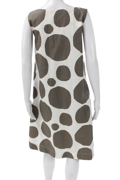Marimekko For Uniqlo Women Shift Dress White Polka Dot Cotton Boat Neck Size XS