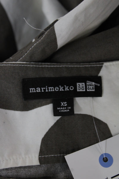 Marimekko For Uniqlo Women Shift Dress White Polka Dot Cotton Boat Neck Size XS
