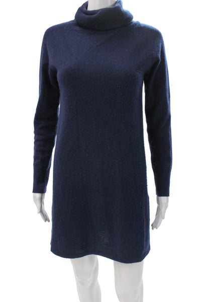 Quince Womens Sweater Dress Blue Turtleneck Long Sleeve Short Size S