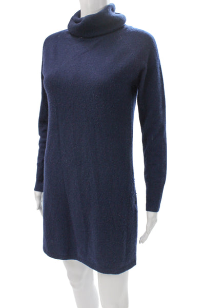 Quince Womens Sweater Dress Blue Turtleneck Long Sleeve Short Size S