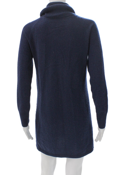 Quince Womens Sweater Dress Blue Turtleneck Long Sleeve Short Size S