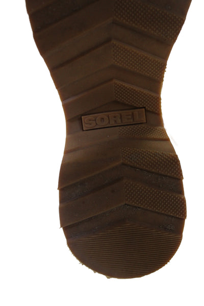 Sorel Women's Round Toe Suede Block Heel Combat Boots Red Size 7