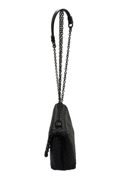 Bottega Veneta Womens Leather Olimpia Shoulder Bag Black