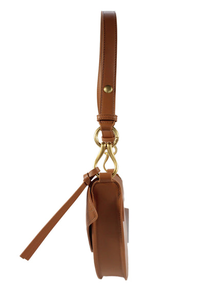 JW Pei Womens Vegan Leather Snap Closure Shoulder Bag Brown