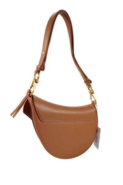 JW Pei Womens Vegan Leather Snap Closure Shoulder Bag Brown
