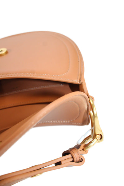 JW Pei Womens Vegan Leather Snap Closure Shoulder Bag Brown