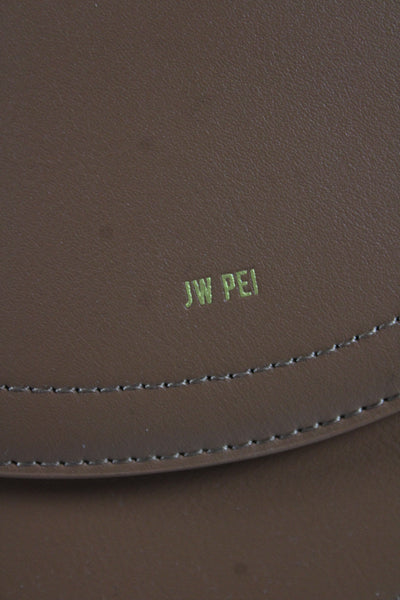 JW Pei Womens Vegan Leather Snap Closure Shoulder Bag Brown