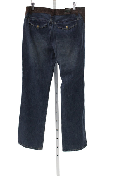 Lauren Jeans Company Unisex Straight Jeans Dark Blue Button Mid Rise Size 10