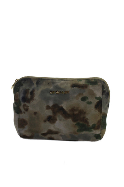 MZ Wallace Womens Watercolor Print Cosmetic Handbag Brown Green