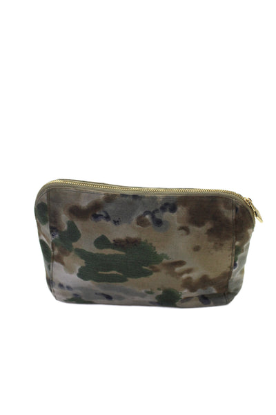 MZ Wallace Womens Watercolor Print Cosmetic Handbag Brown Green