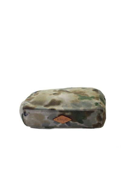 MZ Wallace Womens Watercolor Print Cosmetic Handbag Brown Green