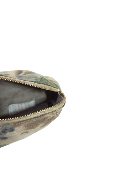 MZ Wallace Womens Watercolor Print Cosmetic Handbag Brown Green