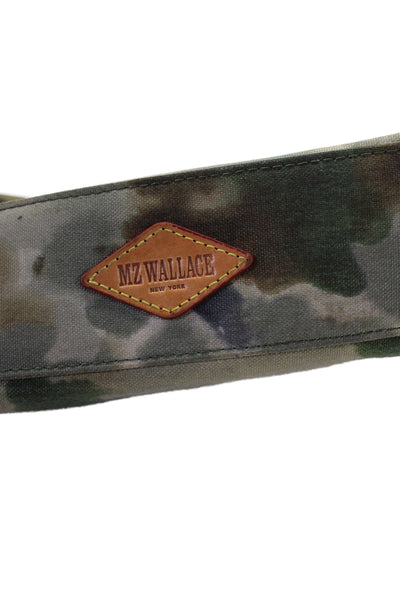 MZ Wallace Womens Watercolor Print Cosmetic Handbag Brown Green
