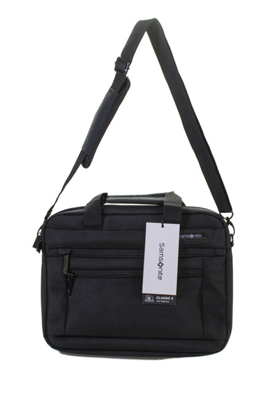 Samsonite Womens Zipper Closure Classic 2 Laptop Shoulder Handbag Black