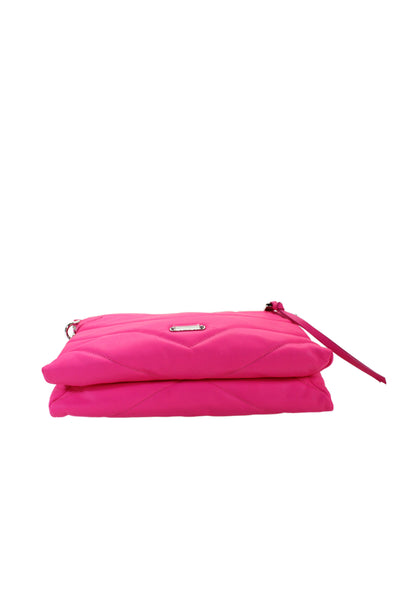 Rebecca Minkoff Womens Leather Quilted Shoulder Handbag Neon Pink