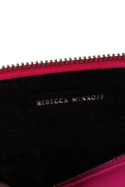 Rebecca Minkoff Womens Leather Quilted Shoulder Handbag Neon Pink