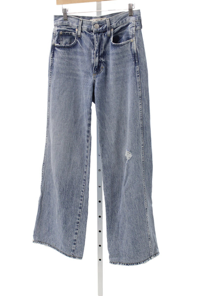 Amo Womens Wide Leg High Rise Blue Cotton Jeans Size 26