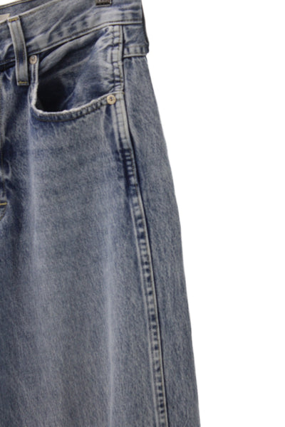 Amo Womens Wide Leg High Rise Blue Cotton Jeans Size 26