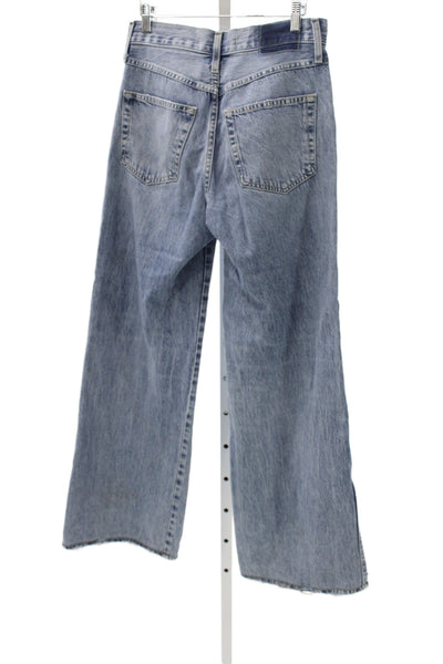 Amo Womens Wide Leg High Rise Blue Cotton Jeans Size 26