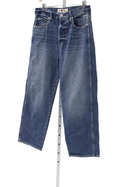 Amo Women Straight Jeans High Rise Blue 100% Cotton Inseam 28 Size 25