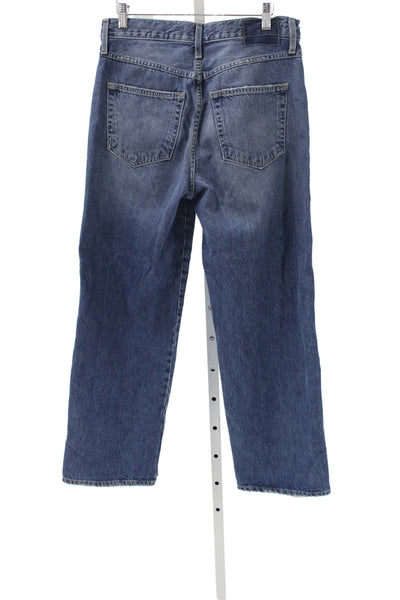 Amo Women Straight Jeans High Rise Blue 100% Cotton Inseam 28 Size 25