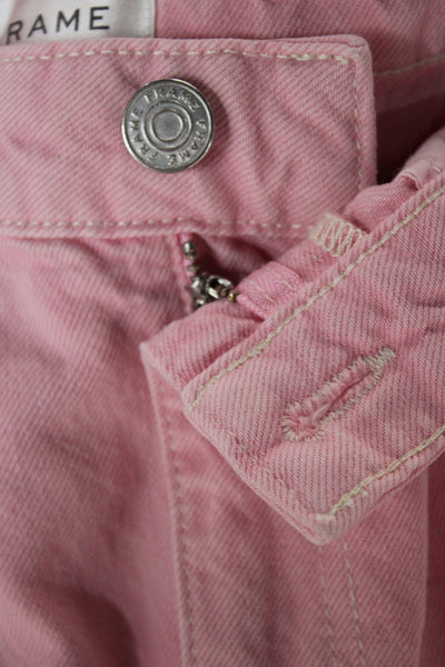 Frame Womens Wide-Leg High Rise Pink Cotton Jeans Size 25