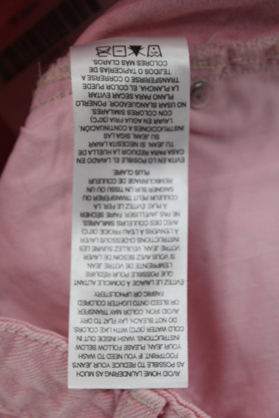 Frame Womens Wide-Leg High Rise Pink Cotton Jeans Size 25