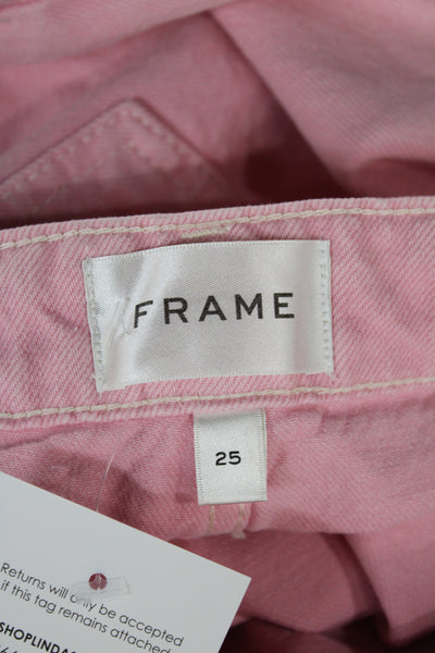 Frame Womens Wide-Leg High Rise Pink Cotton Jeans Size 25