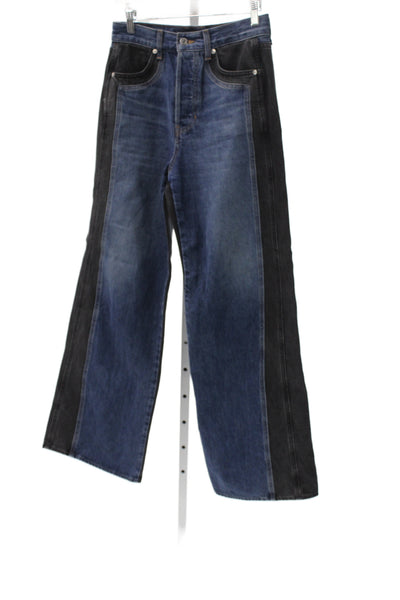 Veronica Beard Women Blue High Rise Wide Leg Jeans Button 100% Cotton Size 27