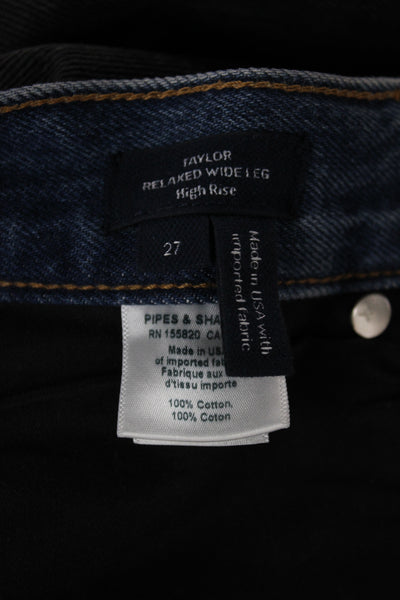Veronica Beard Women Blue High Rise Wide Leg Jeans Button 100% Cotton Size 27