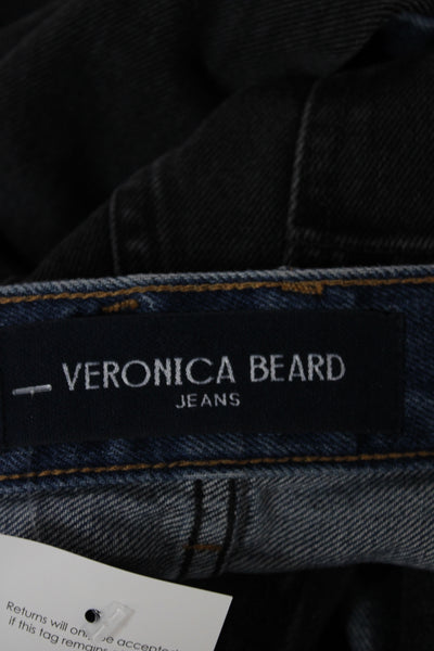 Veronica Beard Women Blue High Rise Wide Leg Jeans Button 100% Cotton Size 27