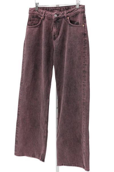 Monki Womens Wide-Leg Jeans Purple High Rise 30 Inseam 100% Cotton Size 26