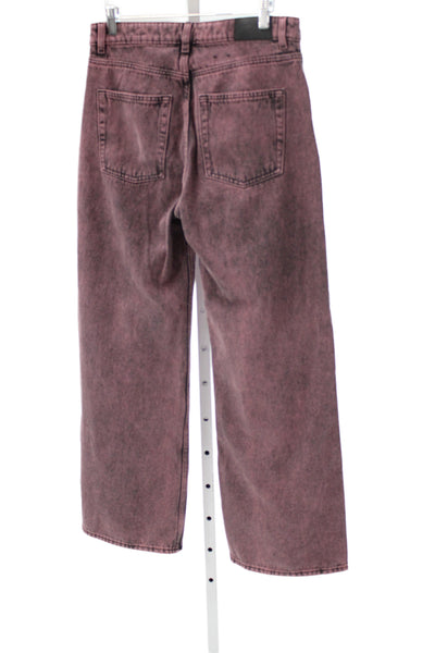 Monki Womens Wide-Leg Jeans Purple High Rise 30 Inseam 100% Cotton Size 26