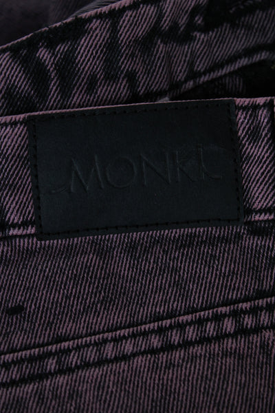 Monki Womens Wide-Leg Jeans Purple High Rise 30 Inseam 100% Cotton Size 26
