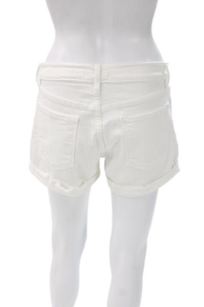 Frame Womens Hot Pants White Denim Button Size 26