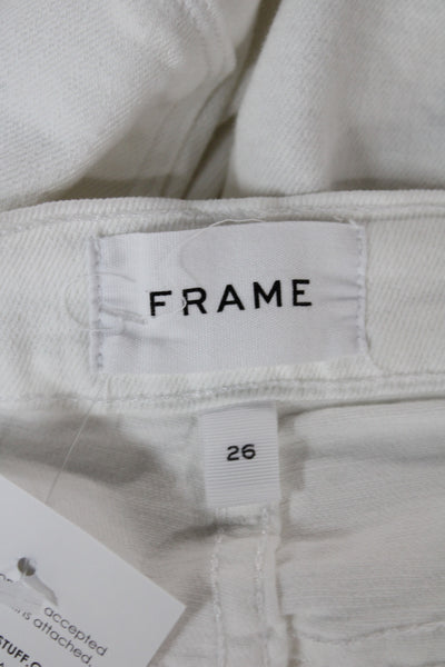 Frame Womens Hot Pants White Denim Button Size 26