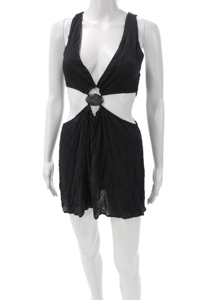 Vix Paula Hermanny Women Mini Black Viscose V-Neck Sleeveless Swimwear Size XS