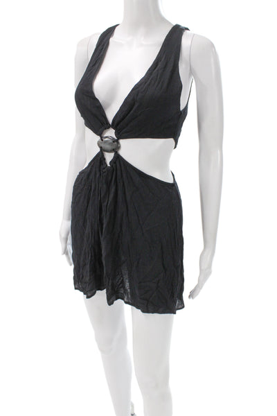 Vix Paula Hermanny Women Mini Black Viscose V-Neck Sleeveless Swimwear Size XS