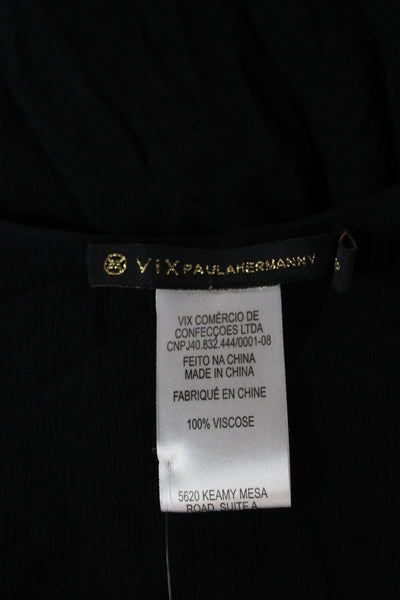 Vix Paula Hermanny Women Mini Black Viscose V-Neck Sleeveless Swimwear Size XS