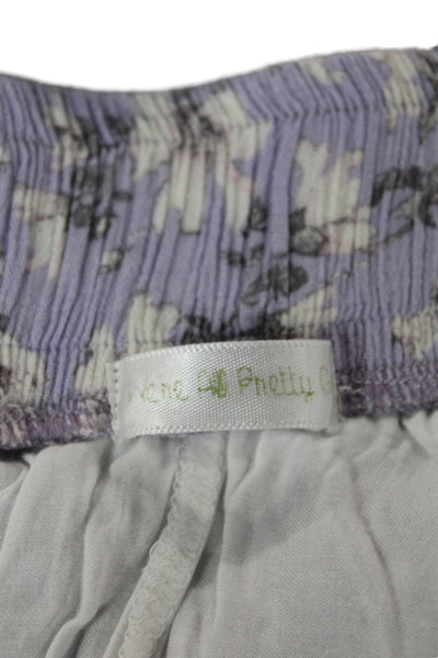We're All Pretty Girls Women Peasant Mini Skirt Purple Floral Rayon Size L
