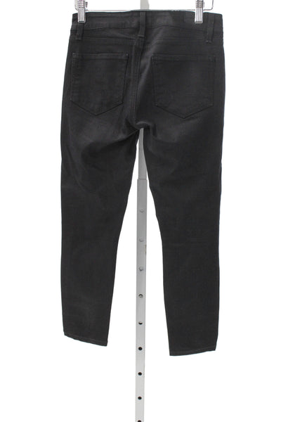 Paige Women Skinny Ankle Black Jeans Petite Mid Rise Size 24