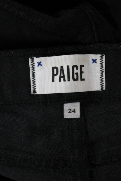 Paige Women Skinny Ankle Black Jeans Petite Mid Rise Size 24