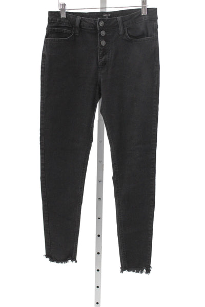 Just Black Women Black Ankle Jeans Distressed Mid Rise Inseam 26 Size 30