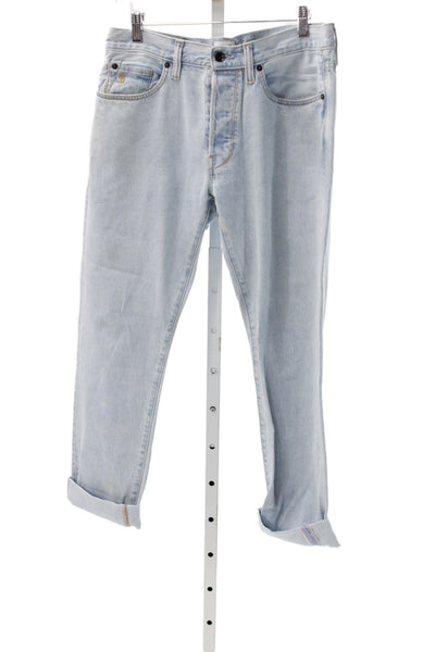 Todd Snyder Mens Straight Jeans Light Blue Button Cotton Size 31